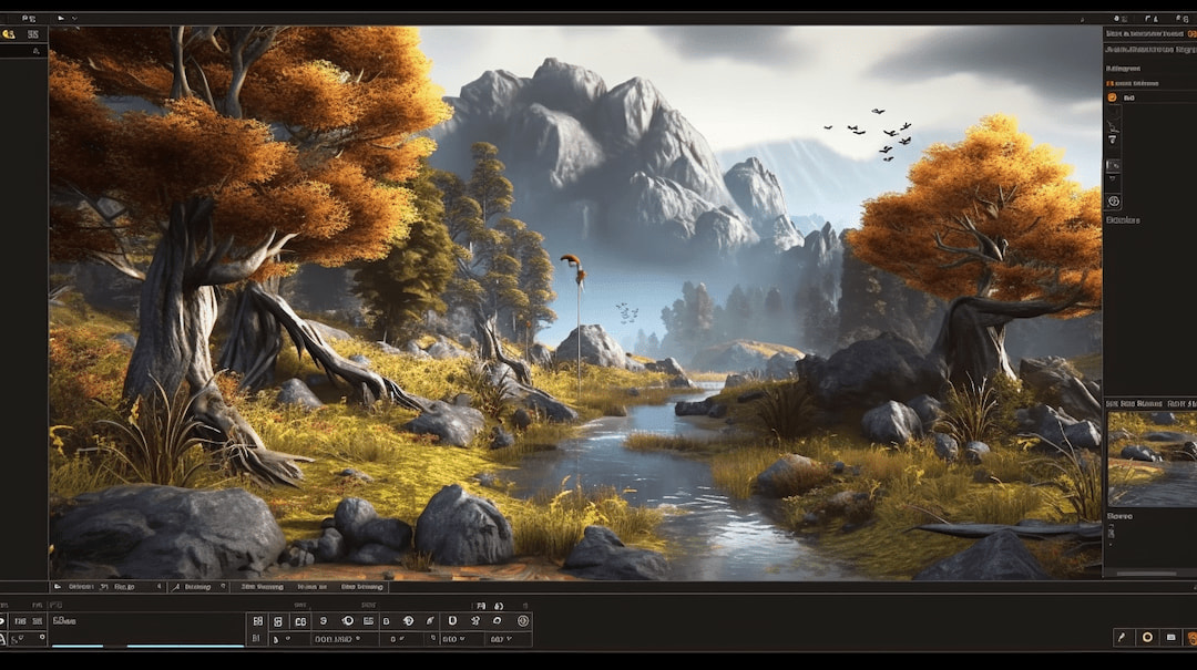 3D landscape created with 3D Artist Tool Adobe Substance Painter